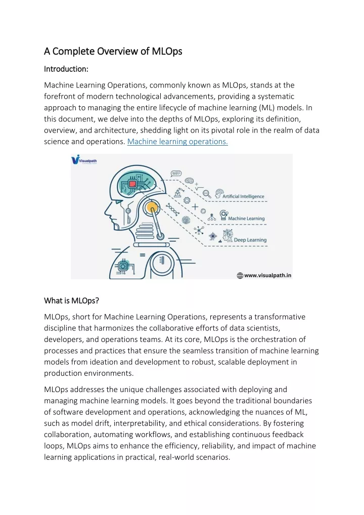 a a complete complete overview of mlops overview