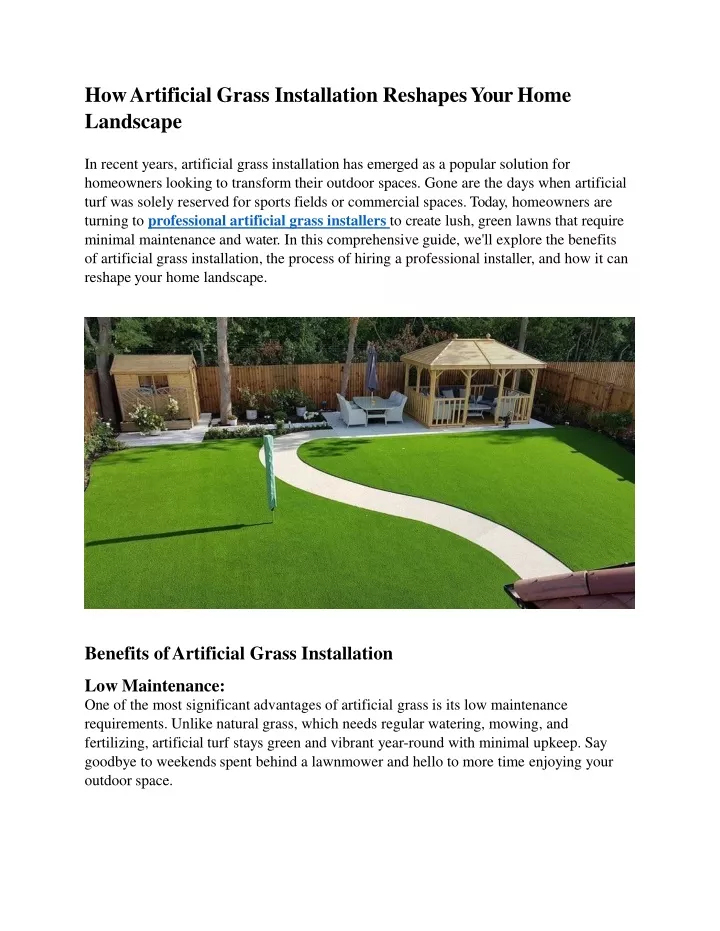 how artificial grass installation reshapes your