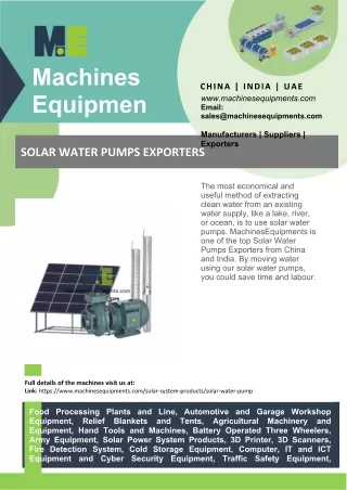 Solar Water Pumps Exporters