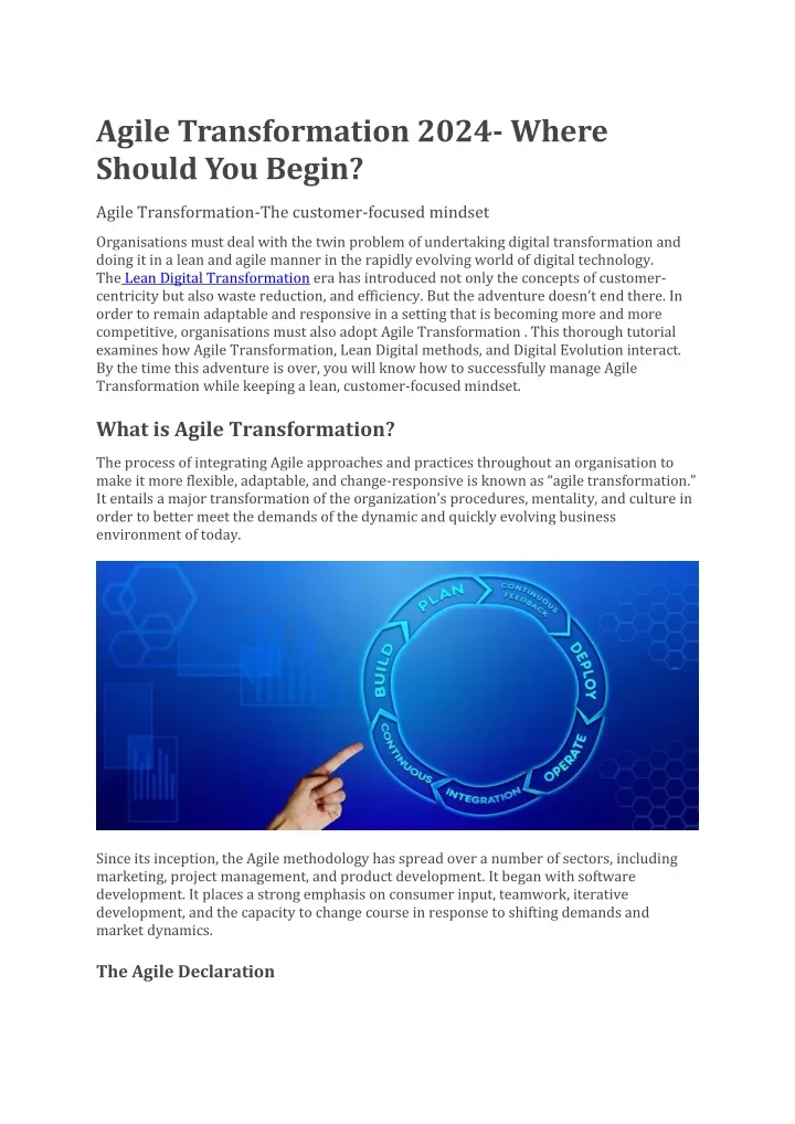 agile transformation 2024 where should you begin