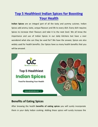 Top 5 Healthiest Indian Spices for Boosting Your Health