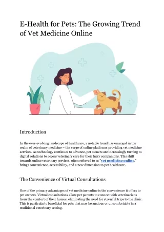 E-Health for Pets_ The Growing Trend of Vet Medicine Online