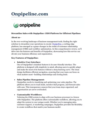 onpipeline com