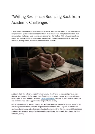 Writing Resilience: Bouncing Back from Academic Challenges