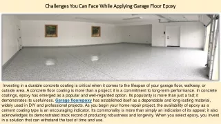 Challenges You Can Face While Applying Garage Floor Epoxy
