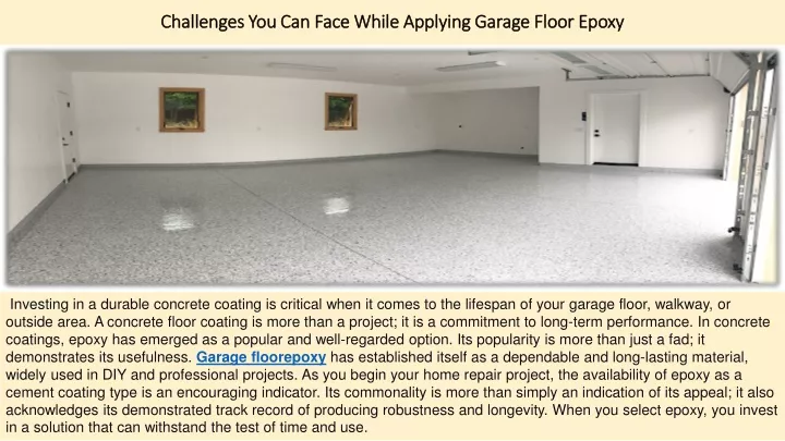 challenges you can face while applying garage floor epoxy