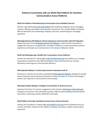 Embrace Connectivity with our Multi-Chat Platform for Seamless Communication Acr