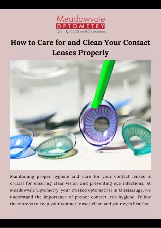 How to Care for and Clean Your Contact Lenses Properly