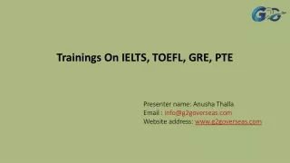 trainings on ielts toefl gre pte