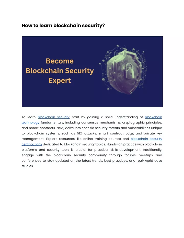 how to learn blockchain security