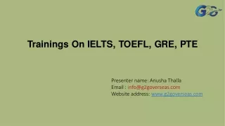 trainings on ielts toefl gre pte