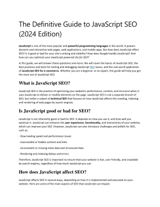 The Definitive Guide to JavaScript SEO