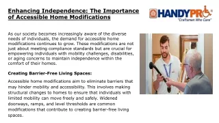 Enhancing Independence The Importance of Accessible Home Modifications