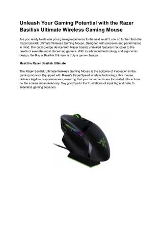 Razer Basilisk Ultimate Wireless Gaming Mouse