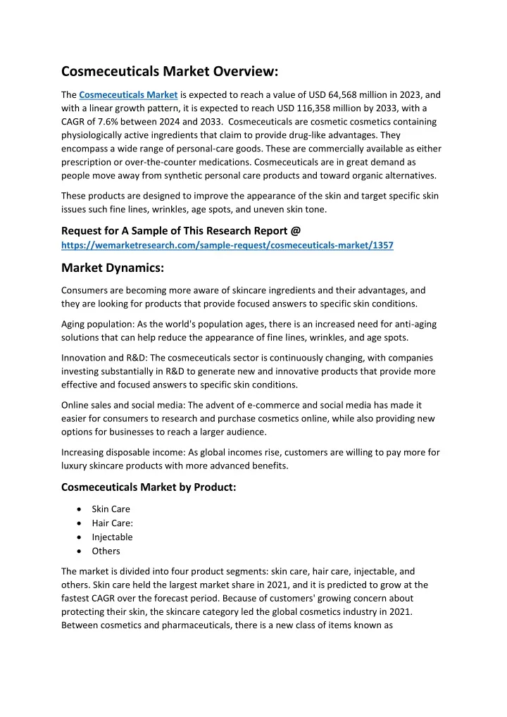 cosmeceuticals market overview