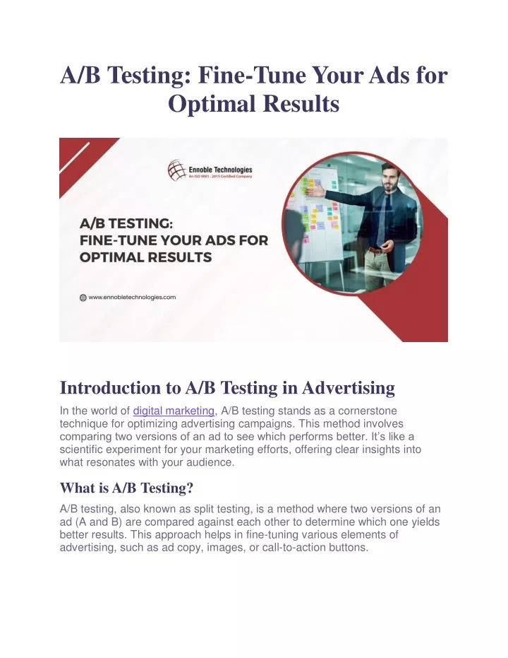 a b testing fine tune your ads for optimal results