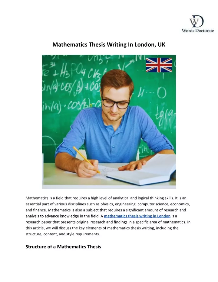 mathematics thesis writing in london uk