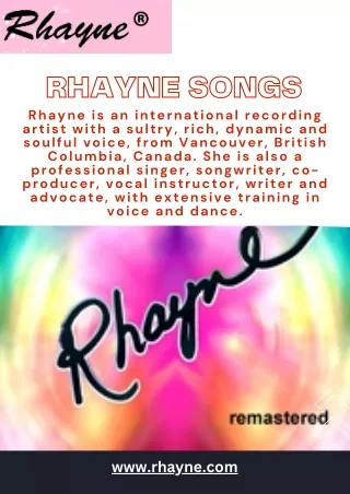 Professional Recording Artist - Rhayne Songs