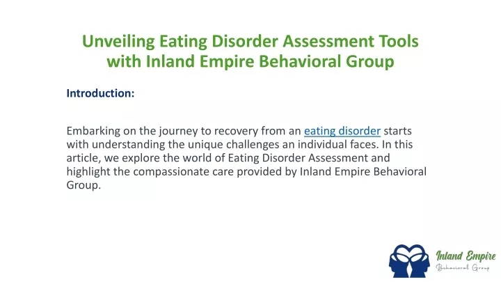 unveiling eating disorder assessment tools with inland empire behavioral group