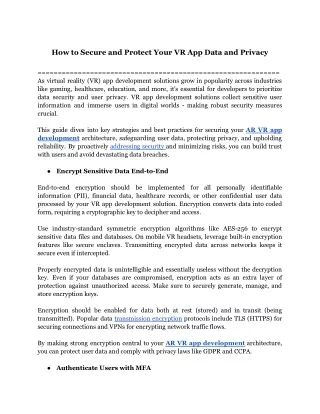 how to secure and protect your vr app data