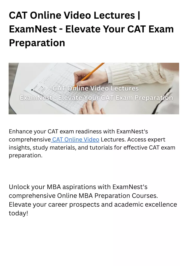 cat online video lectures examnest elevate your
