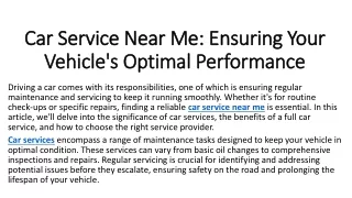 car service near me ensuring your vehicle s optimal performance