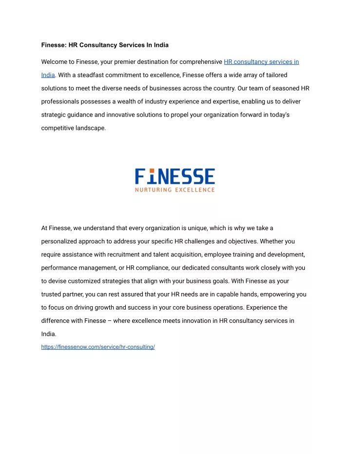 finesse hr consultancy services in india