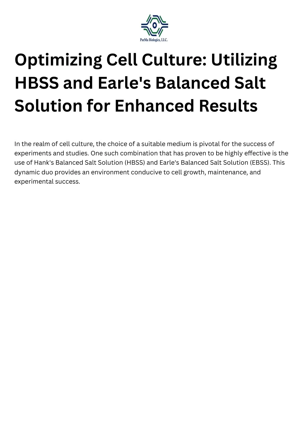 PPT - Utilizing HBSS and Earle's Balanced Salt Solution for Enhanced ...