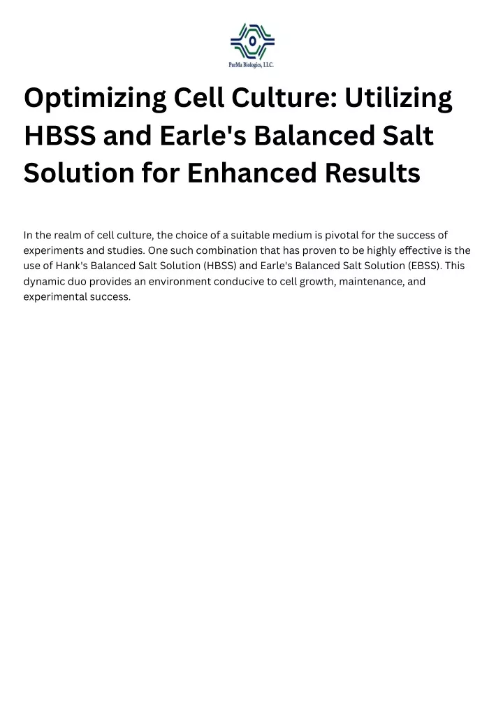 optimizing cell culture utilizing hbss and earle