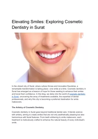 Elevating Smiles_ Exploring Cosmetic Dentistry in Surat