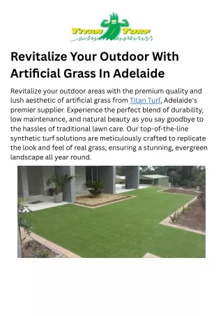 Revitalize Your Outdoor With Artificial Grass In Adelaide