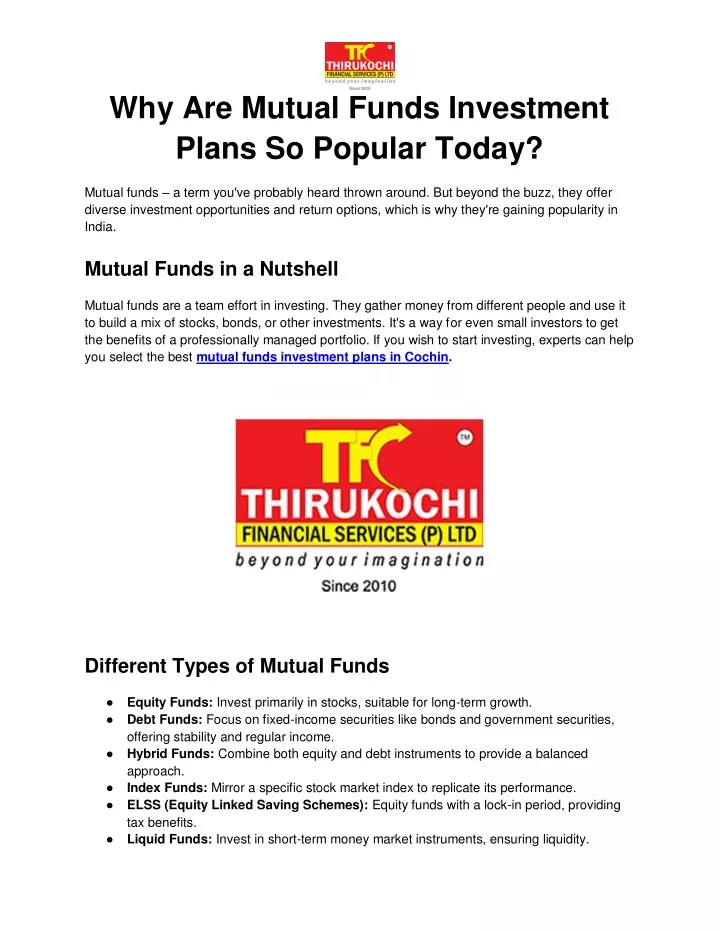 why are mutual funds investment plans so popular