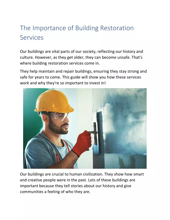 the importance of building restoration services