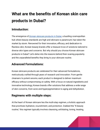 What are the benefits of Korean skin care products in Dubai_