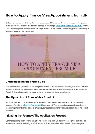 How to Apply France Visa Appointment from Uk