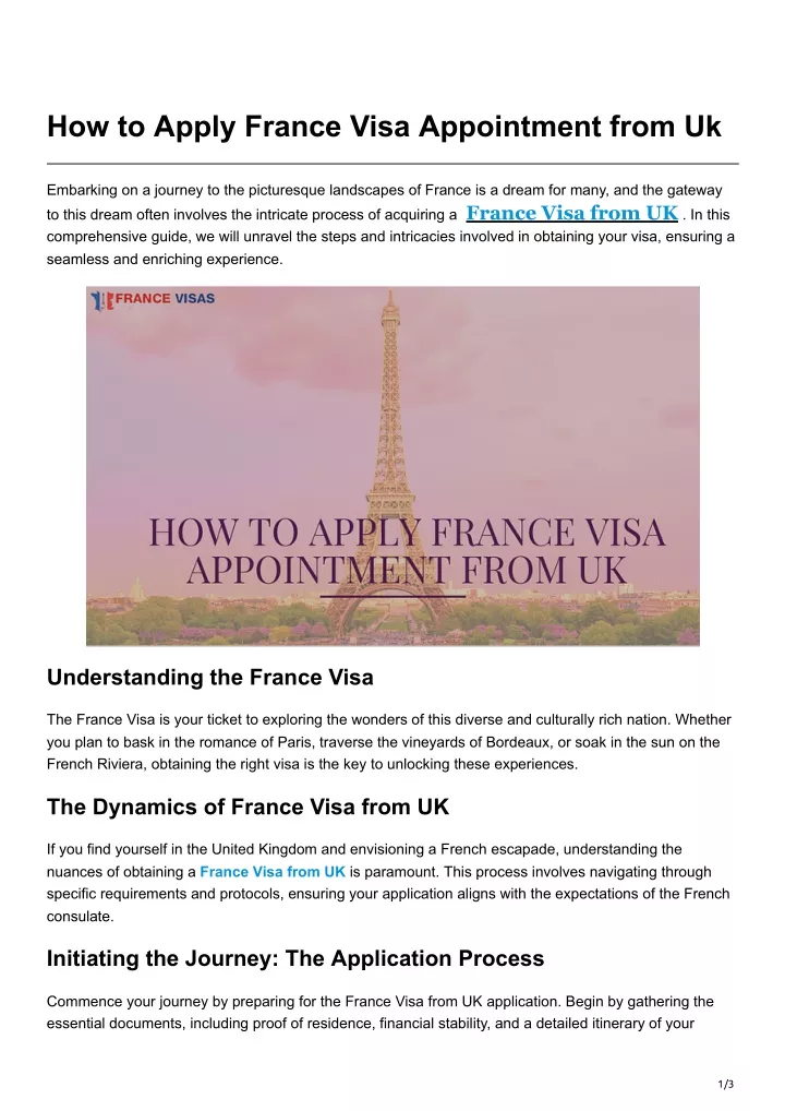 how to apply france visa appointment from uk