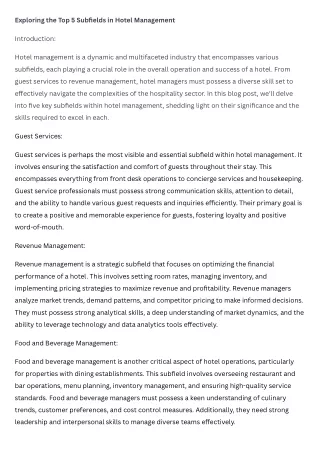 exploring the top 5 subfields in hotel management