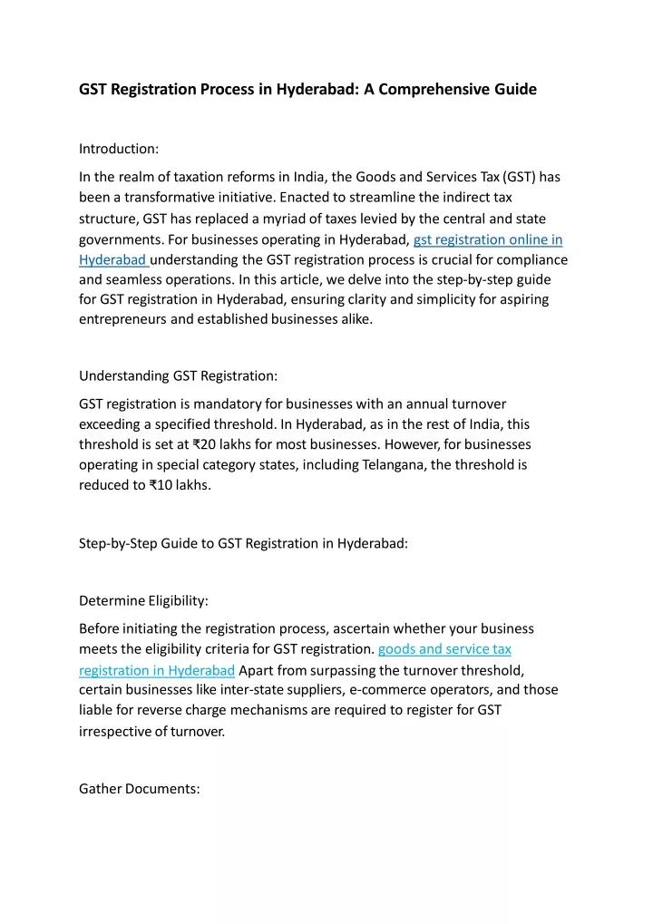 gst registration process in hyderabad