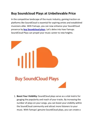 Buy Soundcloud Plays at Unbelievable Price