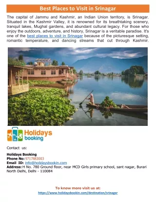 best places to visit in srinagar