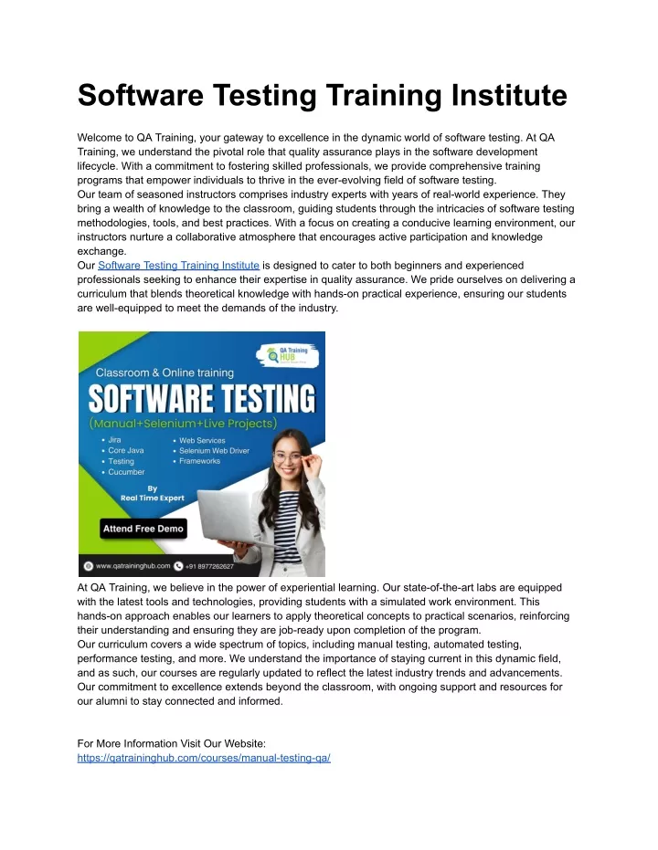 software testing training institute