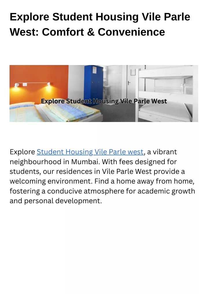 explore student housing vile parle west comfort