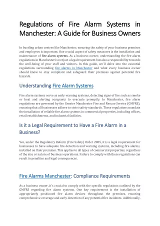 Fire Alarm Regulations in Manchester A Guide for Business Owner