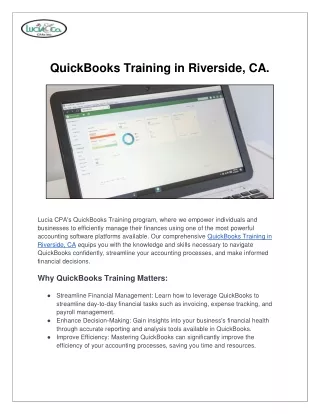 QuickBooks Training in Riverside, California