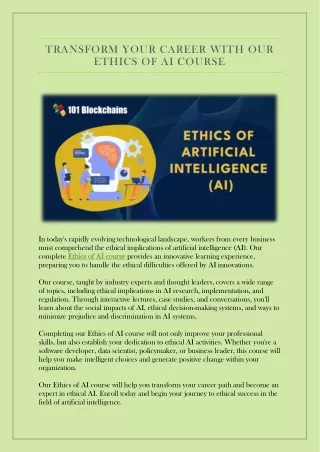 Transform Your Career with Our Ethics of AI Course
