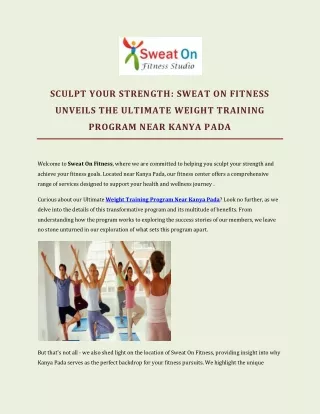 SCULPT YOUR STRENGTH SWEAT ON FITNESS UNVEILS THE ULTIMATE WEIGHT TRAINING PROGRAM NEAR KANYA PADA