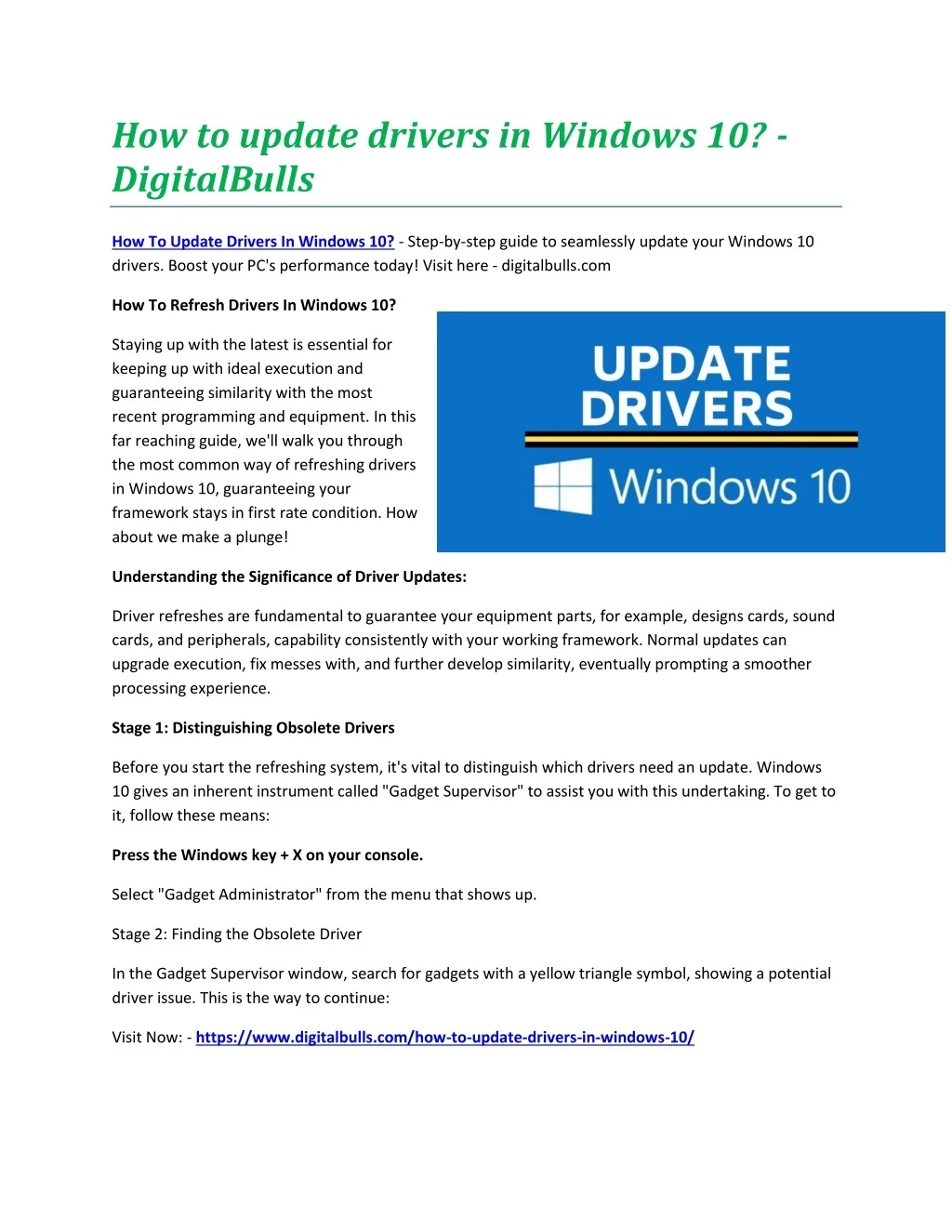 PPT - How to update drivers in Windows 10 - DigitalBulls PowerPoint ...