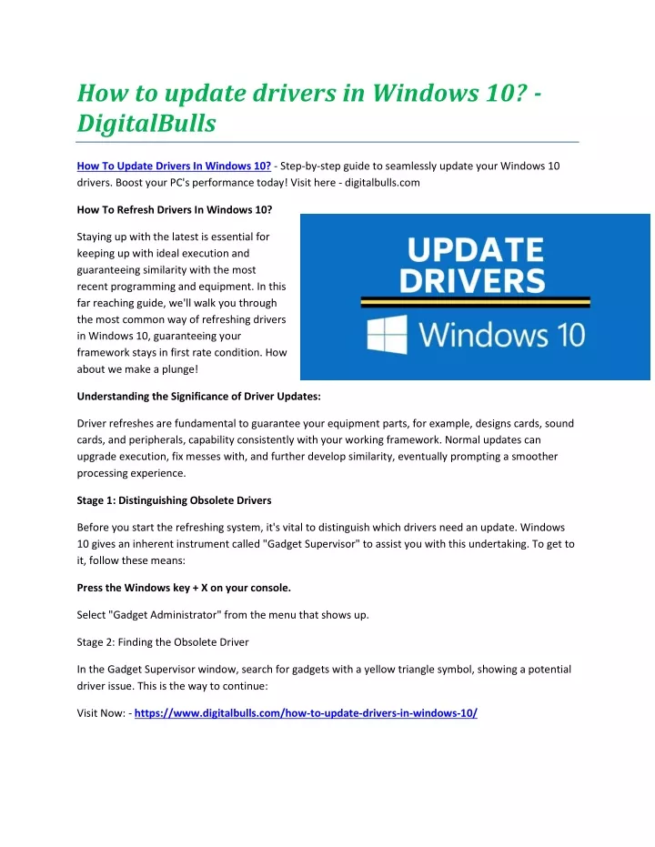 how to update drivers in windows 10 digitalbulls