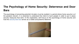 The Psychology of Home Security_ Deterrence and Door Bars