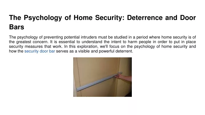 the psychology of home security deterrence and door bars